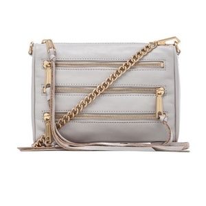 REBECCA MINKOFF 5 ZIP CROSSBODY BAG in Putty